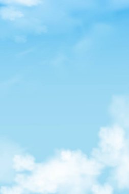 Gökyüzü Mavisi bulutların arka planında, 3D Gökyüzü Bulutlu Altostratus kışın gün ışığı, İlkbahar için illüstrasyon afişi, yaz sabahı. Arka plan Doğa Manzarası