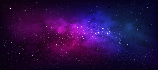 Sky Galaxy,Cloud with Nebula and Stars at Dark Night Background,Vector Universe filled with Starry in Dark Blue Sky,Beautiful Nature Star field with Milky Way,Horizon banner colorful cosmos, stardust 