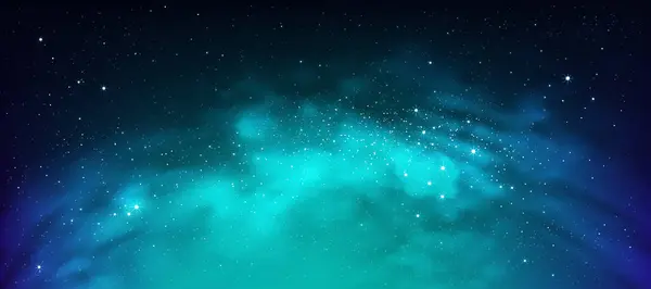 スカイギャラクシー 暗い青い夜の背景で星とクラウド ブルースカイの星で満たされたベクトル宇宙 天の川の美しい自然スターフィールド ホライゾンバナーカラフルな宇宙 スターダスト — ストックベクタ