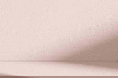 Arka plan Bej Stüdyosu ve Podyumu gölgeli, çimento zeminde ışık, Sonbahar Minimum Pembe Pembe Ekran Odası ve Kozmetik Ürün Sunumu Standı, Yaz, Yaz