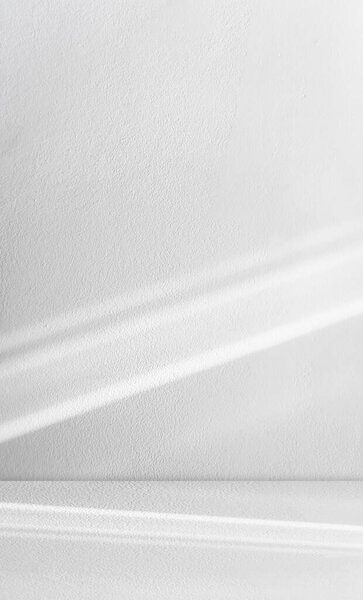 Background White Wall Studio Shadow Leaves Light Cement Floor Surface Stock Picture