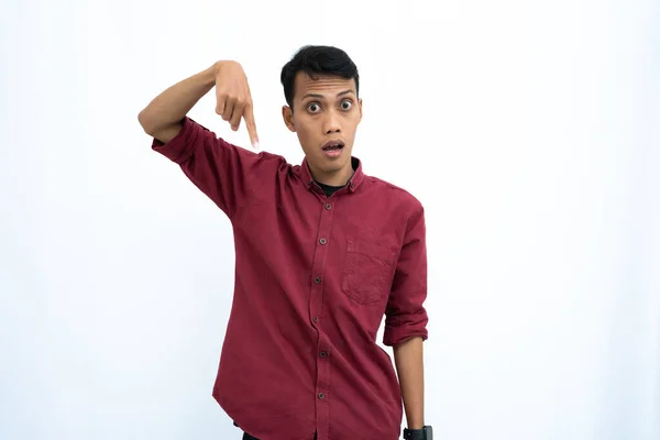 Uomo Asiatico Uomo Affari Studente Concetto Indossando Camicia Casual Rosso — Foto Stock