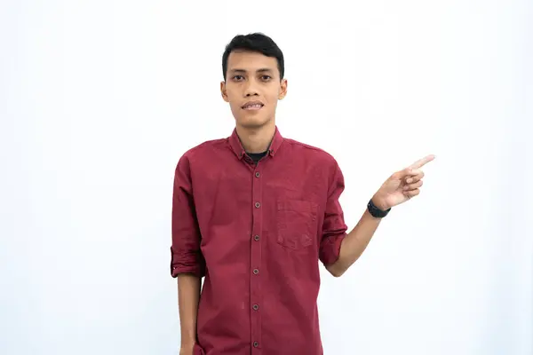 Homem Asiático Homem Negócios Conceito Estudante Vestindo Camisa Casual Vermelho — Fotografia de Stock