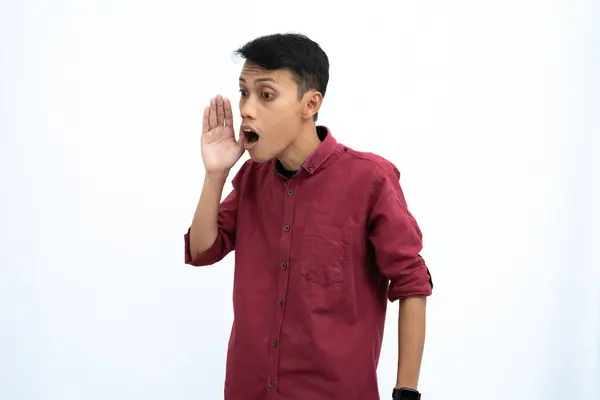 Hombre Asiático Hombre Negocios Estudiante Concepto Vistiendo Camisa Casual Roja —  Fotos de Stock