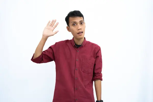 Asijský Muž Podnikatel Nebo Student Koncepce Sobě Červené Ležérní Tričko — Stock fotografie