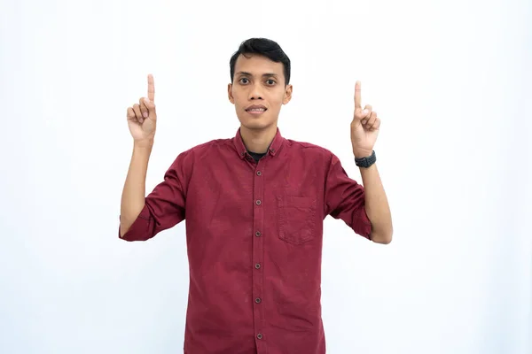 Homem Asiático Homem Negócios Conceito Estudante Vestindo Camisa Casual Vermelha — Fotografia de Stock