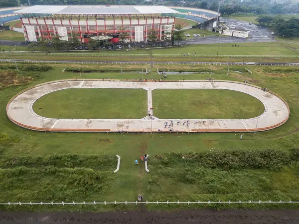 Вид Воздуха Круговая Роликовая Дорожка Расположена Рядом Стадионом Султан Агунг — стоковое фото
