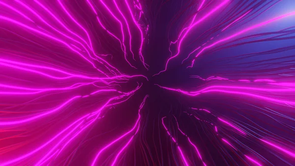 Purple neon lightning gaming style background. 3d illustration of dark futuristic background