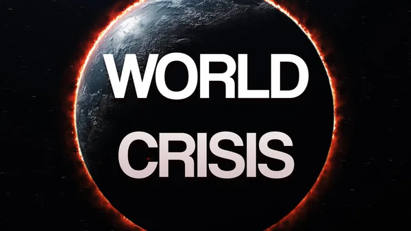 World crisis concept symbol. Earth in fire and flames as symbol of economic and ecological crisis. 3d illustration of world globe