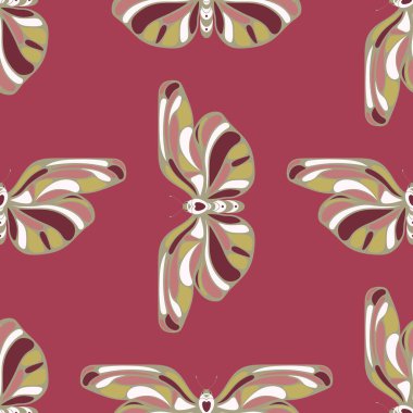 Kelebekli modern kusursuz desen. Tekstil, baskı, kumaş, duvar kağıdı, hatıra defteri için vektör deseni