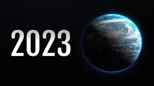 2023 Χρόνια Στον Πλανήτη Αντίληψη Σύμβολο Του Κόσμου 2023 Βρόχο — Αρχείο Βίντεο