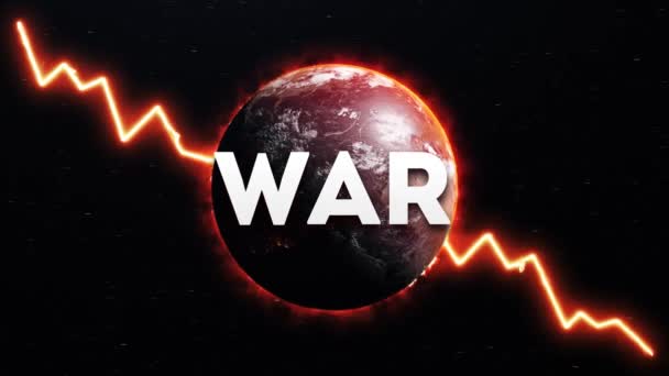 Конфликты Мировой Войны Земле Концепция Анимации Земной Шар Огне Падающей — стоковое видео