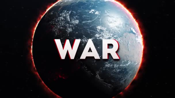 Wereld Oorlog Concept Planeet Aarde Vlammen Met Daarboven Oorlogswoord Renderen — Stockvideo