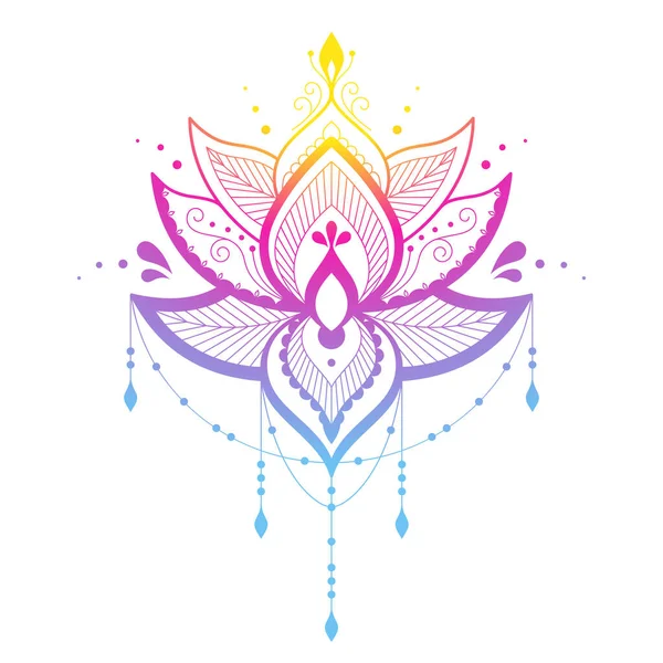 Lotus Flower Symmetrical Illustration Colorful Gradient Lotus White Background Decorative — Stock Vector