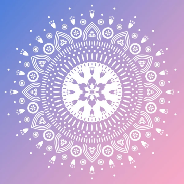 Ornement Dentelle Fleur Mandala Sur Fond Violet Illustration Populaire Festive — Image vectorielle