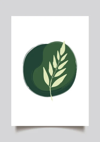 流行的艺术海报 有分枝 叶子在抽象的背景 矢量插图绿色与风格的植物 适用于海报 封盖及标语牌 — 图库矢量图片