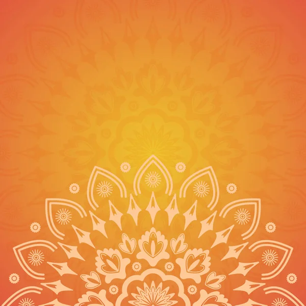 Mandala Floral Fond Ornement Coloré Été Avec Dégradé Orange Illustration — Image vectorielle