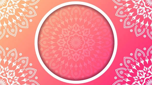Mignon Fond Ornement Floral Avec Dégradé Rose Modèle Mandala Rond — Image vectorielle