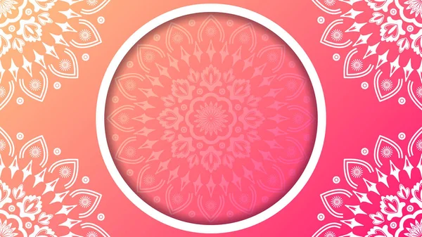 Lindo Fondo Adorno Floral Con Gradiente Rosa Plantilla Mandala Redonda — Vector de stock