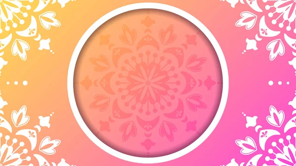 Floral Mandala Ornament Achtergrond Met Plaats Voor Tekst Geel Tot — Stockvector