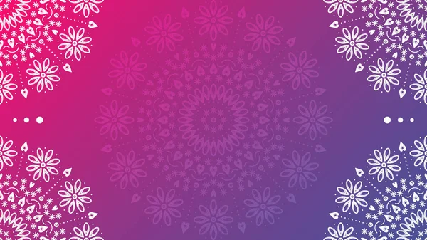 Bloemen Mandala Ornament Achtergrond Roze Tot Paars Verloop Vector Illustratie — Stockvector