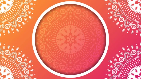 Bloemen Mandala Ornament Achtergrond Oranje Tot Roze Gradiënt Vector Illustratie — Stockvector