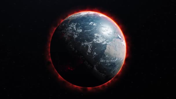 Planeta Terra Chamas Conceito Animação Mundo Chamas Guerra Ilustração Tema — Vídeo de Stock