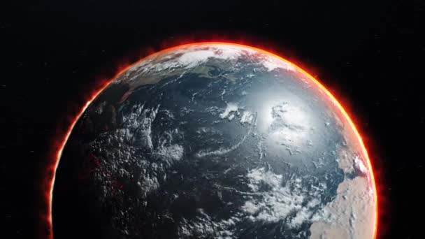 Jorden Planeten Lågor Koncept Animation Världen Krig Illustration Globala Konflikter — Stockvideo