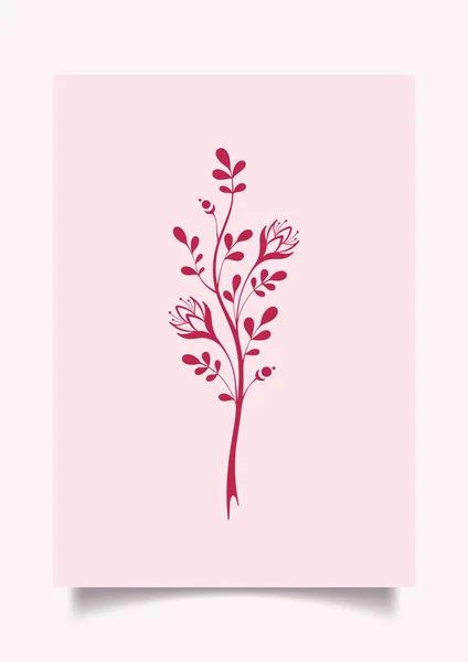 Bouquet Minimaliste Illustration Vectorielle Illustration Vectorielle Florale Abstraite Magenta Sur — Image vectorielle