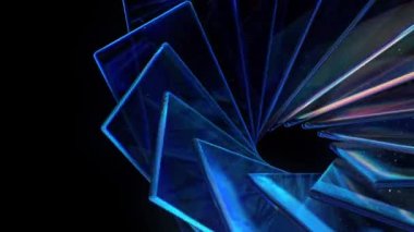 Cam yansımalı soyut bir arkaplan. Modern materyal tasarım kavramının 3d döngüsü