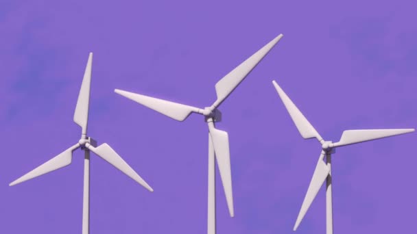 Větrné Mlýny Jasném Pozadí Generátor Zelené Energie Smyčka Animace Větrný — Stock video