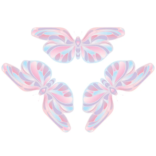 Vektorillustration Med Fjärilar Jugendstil Konstkomposition Med Lutning Fjärilar Isolerad Vit — Stock vektor