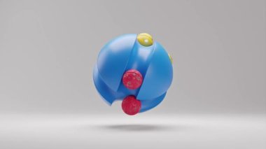 Parlak arkaplanda dönen mavi kürenin soyut tatmin edici üç boyutlu animasyonu. Hareket tasarım konsepti görüntüleri