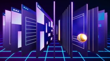 3D küre web sayfaları ve kullanıcı arayüzleri arasında uçar. İş veya geliştirme için 3d döngü animasyonu