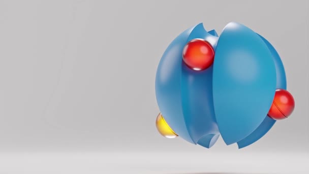 在明亮背景下旋转蓝色球体的环路3D动画 运动设计概念镜头 — 图库视频影像