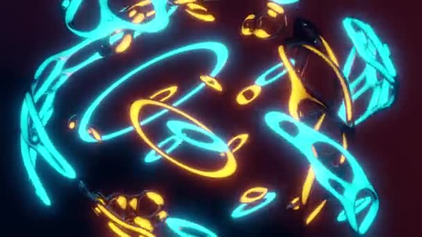 Abstract Neon Achtergrond Met Gloeiende Vormen Lijnen Lus Animatie Voor — Stockvideo