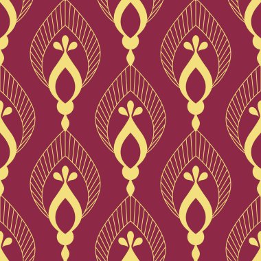 Yakut kırmızısı ve sarı renkli doğu deseni. Arka plan, kağıt, tekstil ve duvar kâğıdı için basit yakut, pürüzsüz tasarım. Geleneksel süs