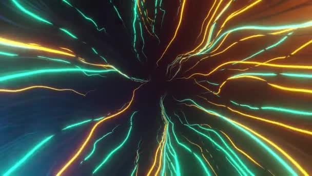 Glödande Neonsträngar Neuroner Artificiell Intelligens Och Maskininlärning Koncept Animation Konstruktionsvideo — Stockvideo
