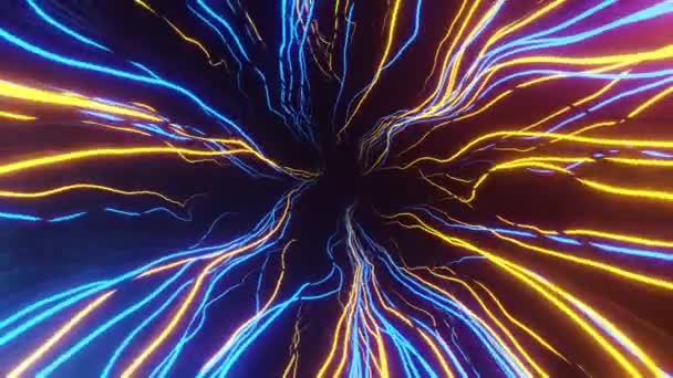 Fulmini Neon Incandescenti Animazione Tech Loop Futuristica Visualizzare Filmato Sfondo — Video Stock