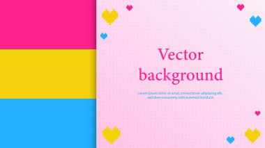 Pansexual Flag ile pankart. Piksel kalpli LGBTQIA topluluk temalı vektör arkaplanı. Pankartlar, grafik tasarımı, kart vs. için şablon.