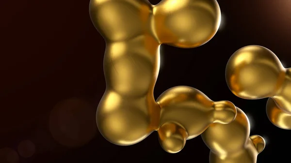 Liquid gold abstract background. Melting golden spheres on dark backdrop. luxury 3d illustration for design template