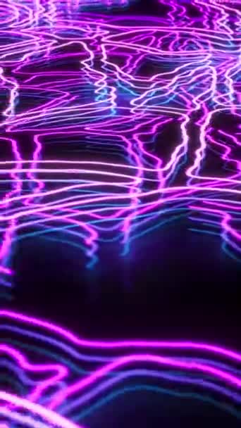 Nervová Síť Umělé Inteligence Vytvořená Jasných Neonových Linií Smyčka Svislé — Stock video