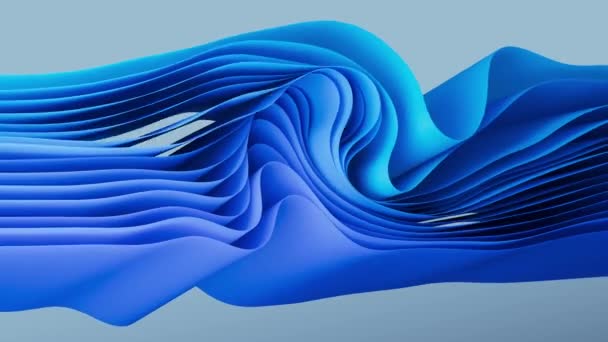 Сині Абстрактні Хвилі Шаруватими Смугами Тривимірному Ефекті Ідеально Підходить Сучасного — стокове відео
