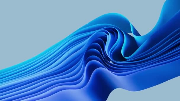 Animacja Niebieskich Abstrakcyjnych Fal Warstwowymi Paskami Tworząc Pogodny Nowoczesny Design — Wideo stockowe