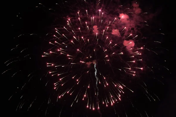 stock image Fireworks in the night sky, close-up, abstract background with copy space