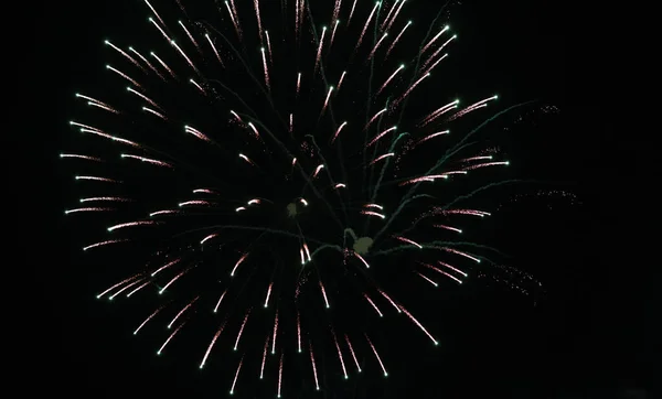 Feuerwerk Nachthimmel Nahaufnahme Abstrakter Hintergrund Mit Kopierraum — Stockfoto