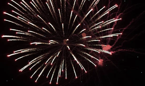 Feuerwerk Aus Nächster Nähe Foto Feuerwerk Erhellt Den Himmel Mit — Stockfoto