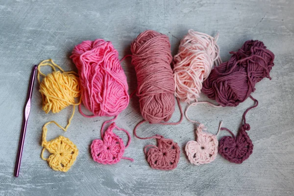 Granny Carrés Crochet Cours Photo Près Motifs Carrés Afghans Colorés Photo De Stock
