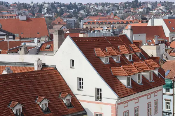 Blick Auf Die Altstadt Vom Burgberg Bratislava Slowakei Straßenblick Alte — Stockfoto