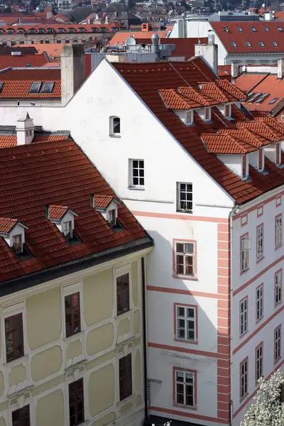 Uitzicht Bratislava Vanuit Oude Binnenstad Rode Overdekte Huizen Van Boven — Stockfoto